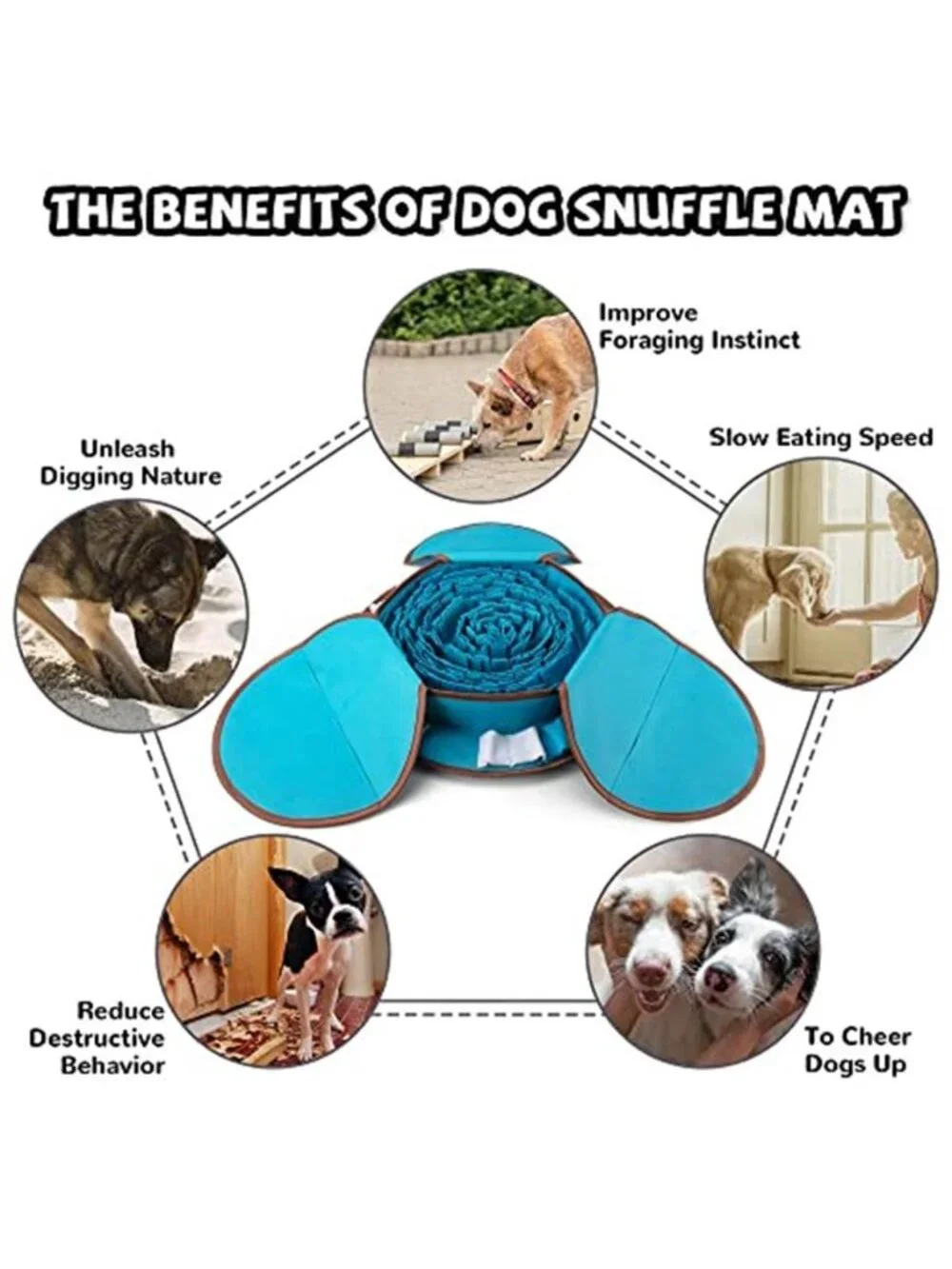 New Pet Snuffle Mat for Dogs, Interactive Feed Game for Boredom, Encourages